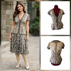 Guinevere Anthropologie Fine Gauge Sweater M | 2000s Vintage Peplum Knit | Black